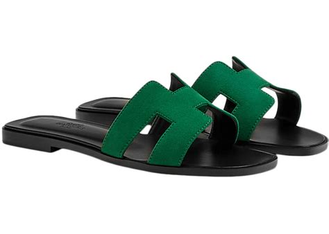 hermes oran vert electrique|Hermes Oran Sandal Vert Electrique Suede Goatskin.